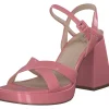 La Strada 2201027, Plateau-Sandaletten, Damen, coral wrinkle patent