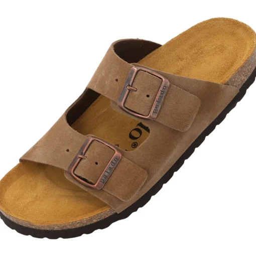 Palado Korfu Velours Premium Leather Herren, Pantoletten, Herren, Hellbraun