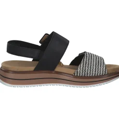 Remonte D1J53, Keilsandaletten, Damen, schwarz-crema/schwarz