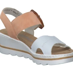 Rieker 67476, Plateau-Sandaletten, Damen, weiss/aprikot