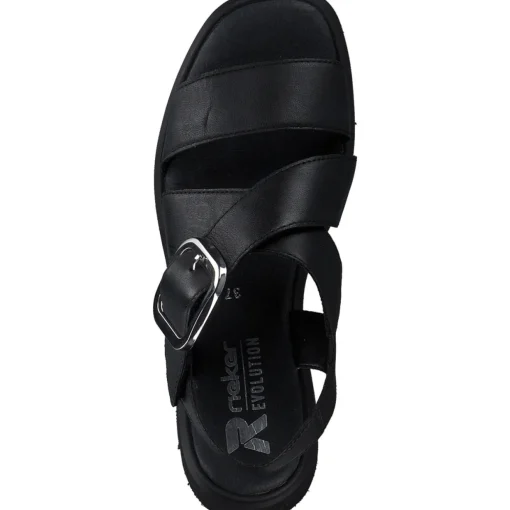 Rieker Evolution W1550, Plateau-Sandaletten, Damen, Schwarz