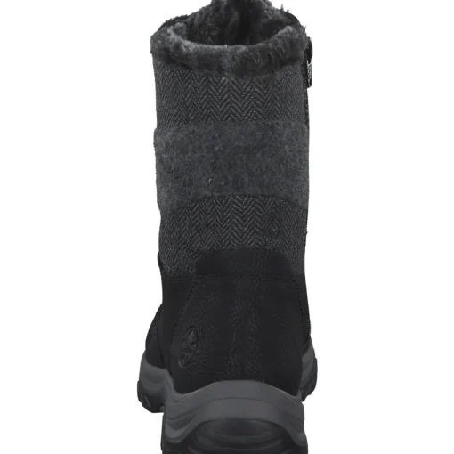 Rieker M9643, Schnürstiefel, Damen, schwarz/schwarz/grau/anthrazit