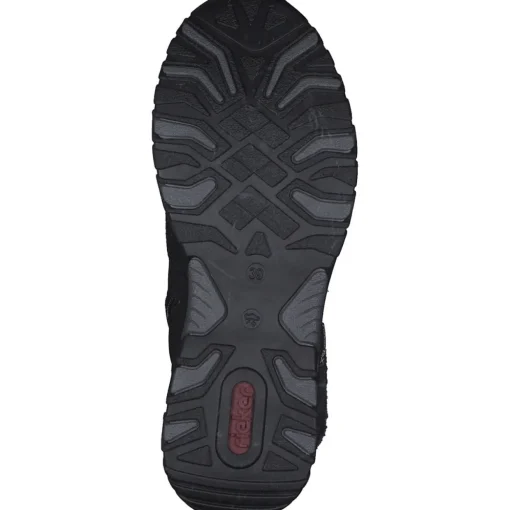 Rieker M9643, Schnürstiefel, Damen, schwarz/schwarz/grau/anthrazit