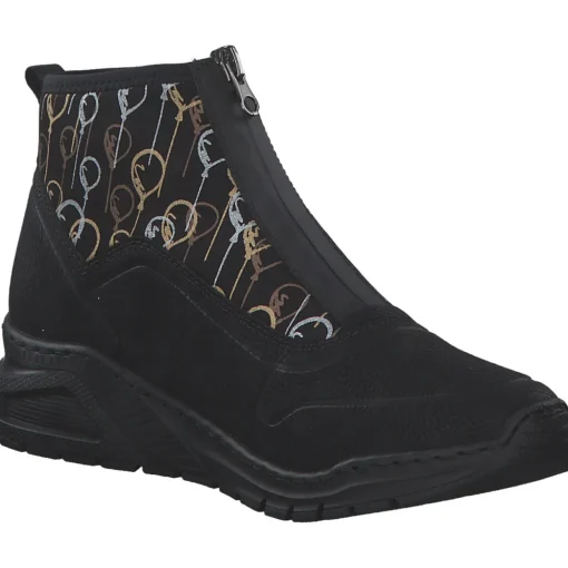 Rieker M4953, Stiefeletten, Damen, schwarz/schwarz-metallic