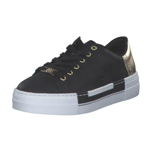 Rieker N4931, Schnürschuhe, Damen, schwarz/lightgold/schwarz