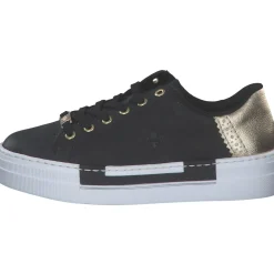 Rieker N4931, Schnürschuhe, Damen, schwarz/lightgold/schwarz