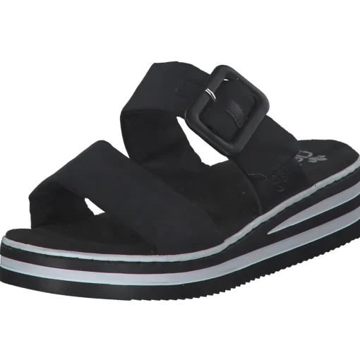 Rieker V0299, Plateau-Pantoletten, Damen, schwarz/schwarz