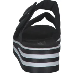 Rieker V0299, Plateau-Pantoletten, Damen, schwarz/schwarz