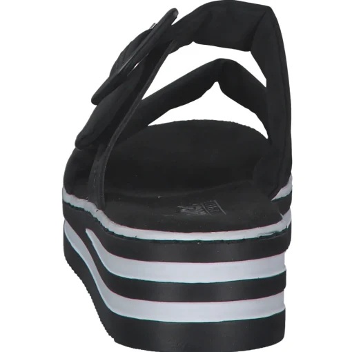 Rieker V0299, Plateau-Pantoletten, Damen, schwarz/schwarz
