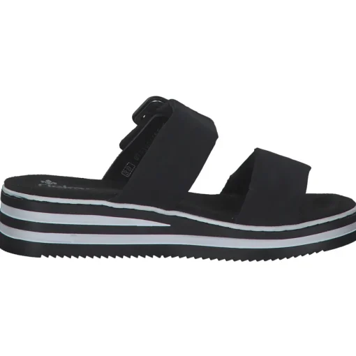 Rieker V0299, Plateau-Pantoletten, Damen, schwarz/schwarz