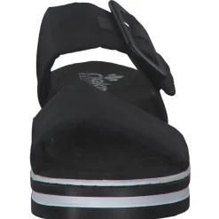 Rieker V0299, Plateau-Pantoletten, Damen, schwarz/schwarz
