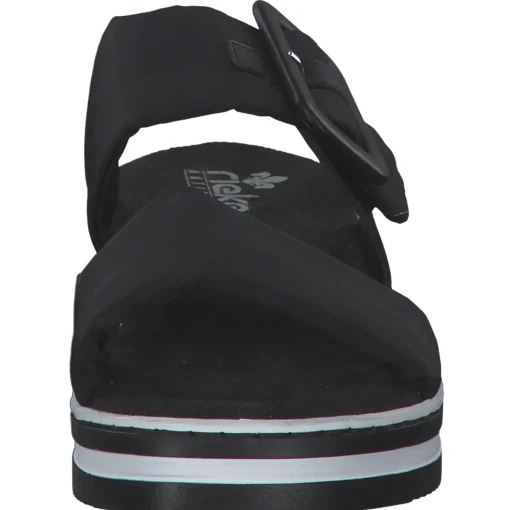 Rieker V0299, Plateau-Pantoletten, Damen, schwarz/schwarz