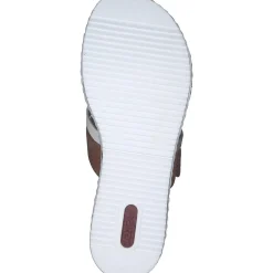 Rieker V3652, Plateau-Pantoletten, Damen, Braun / Weiß / Olive